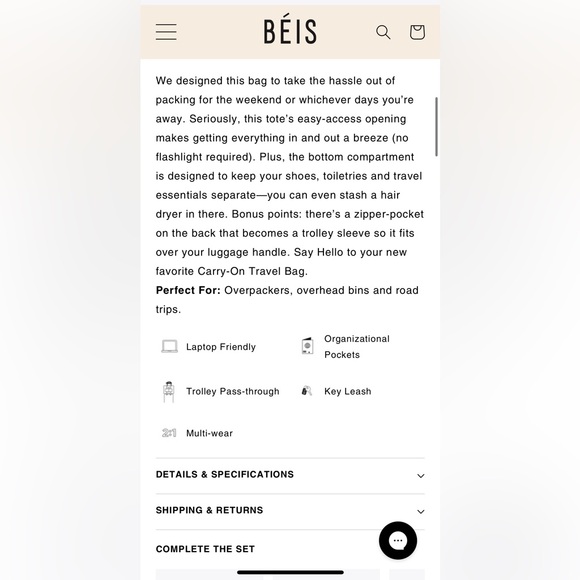 BEIS TRAVEL: The Weekender 
in Black - Picture 3 of 7